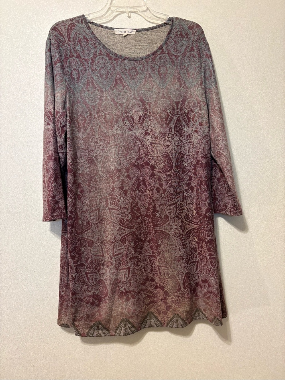 indigo soul Plum Ombre Paisley Tunic dress